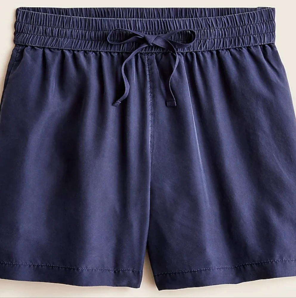 J. Crew Silk Navy High-Waist Pull-On Shorts